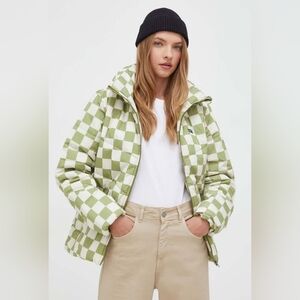 NWT Vans FOUNDRY MTE Pistashio & Cream Checkered Puffer Coat - Sz L